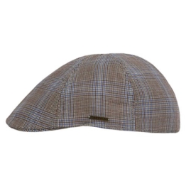 Stetson Texas Checks Schiebermütze Flatcap Schirmmütze Schnabelmütze Cap Kappe Mütze Baumwoll-Cap Flatcap (XXL/62-63 - braun) -
