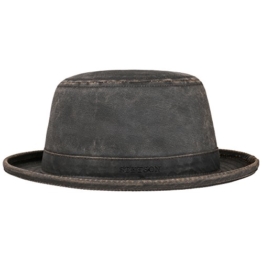 Stetson Top Hat Cotton Pork Pie Hut Baumwollhut Porkpie Hut Zylinder Herrenhut by Stoffhut Porkpie (L/58-59 - braun) -