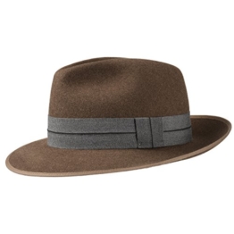 Stetson Virgi Woolfelt Filzhut Herrenhut Fedora Hut Bogarthut Wollfilz Wollfilzhut Fedora Filzhut (L/58-59 - braun) -