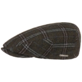 Stetson Woodfield Checked Flatcap Schirmmütze Wollcap Schurwollmütze Schiebermütze Schirmmütze Schiebermütze (S/54-55 - oliv) -