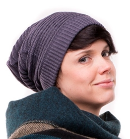 Strickmütze - beanie lang mit geripptem Streifenmuster, Wintermütze unisex Skimütze Wintermütze (mittelgrau) -