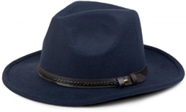 styleBREAKER Fedora Filzhut mit Zierband aus Kunstleder, Cowboy Hut, Unisex 04025007, Farbe:Dunkelblau -