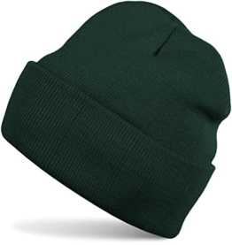 styleBREAKER klassische Beanie Strickmütze, warme Feinstrick Mütze doppelt gestrickt, Unisex 04024029, Farbe:Dunkelgrün -