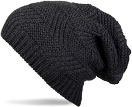 styleBREAKER klassische warme Unisex long Beanie Strickmütze mit Strukturmuster 04024017, Farbe:Dunkelgrau -