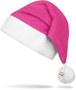 styleBREAKER klassische Weihnachtsmütze mit Pompon und Glocke, Nikolausmütze, Mütze mit Bommel, Unisex 04024028, Farbe:Pink -