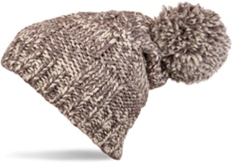 styleBREAKER Strickmütze mit Bommel und Strukturmuster / Multicolour Design 04024014 (Taupe) -