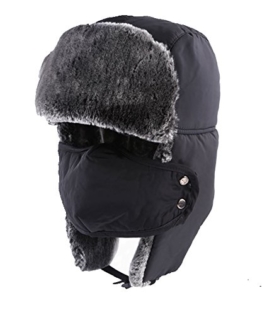 TANGIMP Unisex Klassische Trooper Winter-warmer Trappermütze Urban Wintermütze Fliegermütze Flieger russische Bomber Hut mit windundurchlässiges Maske Ohrenklappen -