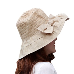TININNA Damen Vintage Faltbar Bowknot Sonnenhut Sandstrand Sonnenhüte Sommerhut Sommer Hut Sonnenhuete Strand Kappe Strandhut Beige -
