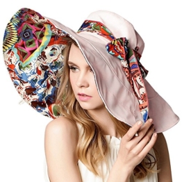 TININNA Frauen Faltbar Blume Wide Rand Sonnenhut Sandstrand Sonnenhüte Sommerhut Sommer Hut Sonnenhuete Strand Kappe Strandhut für Damen grau -