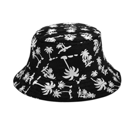 TININNA Unisex Kokosnussbaum Muster Buschhut Sonnenhut Bucket Hat Strandhut Sommerhut Sonnenhuete schwarz -