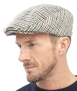 Tom Franks Herren Kariert Wollmischung Tweedkappe Flach - Beige, M/L -