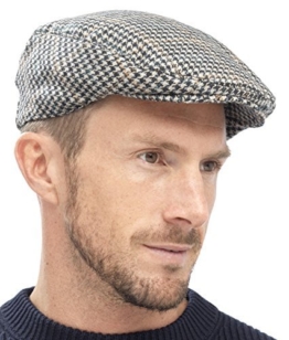 Tom Franks Herren Kariert Wollmischung Tweedkappe Flach - Herren, grau, M/L -