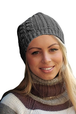 TRAC-2x - dunkelgrau oversized Long Beanie Strickmütze Wollmütze Wintermütze Herrenmütze Skimütze Snowboardmütze Damenmütze Damen Wintermützen Slouch -