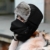 Trooper Trappermütze , Fozela Unisex Winter-warmer Pelz Jagdhut ushanka Cap Flieger russische Bomber Hut mit windundurchlässiges Maske Ohrenklappen (Schwarz-BK) - 