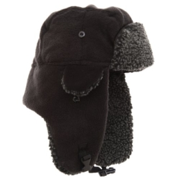 Unisex Mütze mit Ohrenklappen / Fliegermütze / Trapperhut (59 cm) (Schwarz) -
