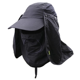 Unisex Outdoor Herren Sonnenhut, Camping 360 Grad Schutz Fischerhut, Herausnehmbar Mesh Baseballcaps, Jagd Vollständig Sonnenschutz Hut Mütze mit Abnehmbare Mesh Maske Mund Hals Schutz Sommer Strand Trekking Hut Anti-UV UPF 50 + -