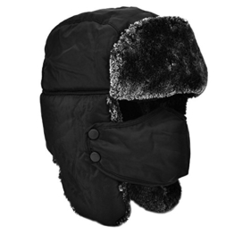 Unisex Winter Ohrenschützer Kavallerist Fallensteller Fliegermützen Bomber Hut Warm halten Schlittschuhlaufen Skifahren Schwarz, Grauer Pelz -