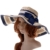 Vbiger Strand Sonnenhut Stroh Hut Frau Hand Gehäkelte Bohemia Wide Rand aufrollbare Strohhut Breite Krempe (Dunkelblau-beige gestreift) - 
