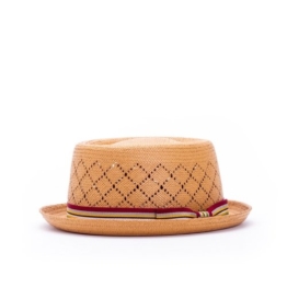 Vented Toyo Pork Pie Strohhut Strandhut Sommerhut Hut Sonnenhut Herrenhut Stetson Strandhut Strohhut (S/54-55 - hellbraun) -