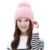 Vimeet Damen Warme Kaninchenfell Wintermütze Gestrickt Beanie Mütze Wollmütze Strickmütze Earflap Hut Kappe Bommel Mütze Rosa -