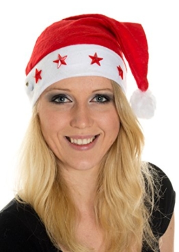 Weihnachtsmütze Nikolausmütze Santa Xmas Rot Schlicht 4 Sterne Kinder Nikolaus Led -