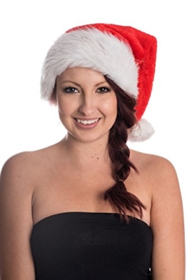 Weihnachtsmütze Nikolausmütze Rot Plüsch Mütze Santa Dicker Fellrand Soft Weich -