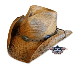 Western Strohhut Red Rock Gr. L - Stars & Stripes Hut Western Wild West Line Dance Kleidung -