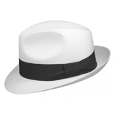 White City Trilby Strohhut Sonnenhut Hut Sommerhut Strandhut Fedora Strohtrilby Sommerhut (L/58-59 - weiß) -