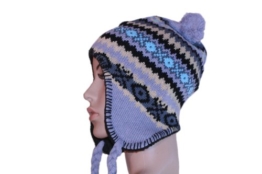 Winter Mütze Norwegermütze Inka Nepal Mütze Skimütze M 2 Grau -