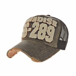 WITHMOONS Baseballmütze Mützen Caps Meshed Baseball Cap Distressed Trucker Hat Vintage KR1187 (Brown) -