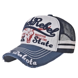 WITHMOONS Baseballmütze Mützen Caps Vintage Baseball Cap Meshed Distressed Trucker Hat KR1252 (Blue) -