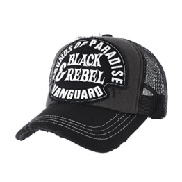 WITHMOONS Baseballmütze Mützen Caps Vintage Baseball Cap Meshed Distressed Trucker Hat KR1628 (Black) -