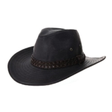 WITHMOONS Cowboyhut Indiana Jones Hat Weathered Faux Leather Outback Hat GN8749 (Black) -
