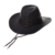 WITHMOONS Cowboyhut Indiana Jones Hat Weathered Faux Leather Outback Hat GN8749 (Black) - 