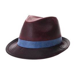 WITHMOONS Fedora Hut Bogarthut Mafiahut Vintage Weathered Leather Indiana Jones Fedora Hat GN6746 (Wine) -