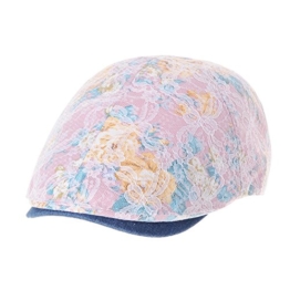 WITHMOONS Schlägermütze Golfermütze Schiebermütze Floral Pattern Lace Crochet Newsboy Hat Flat Cap SL3650 (Pink) -