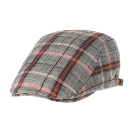 WITHMOONS Schlägermütze Golfermütze Schiebermütze Newsboy Flat Cap Tartan Check Cool Cotton Ivy Hat LD3605 (Grey) -