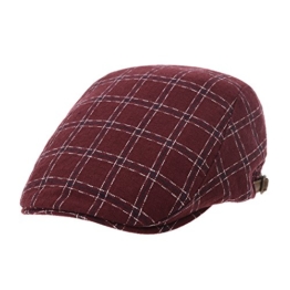 WITHMOONS Schlägermütze Golfermütze Schiebermütze Classic Plaid Checks Newsboy Hat Flat Cap LD3758 (Red) -