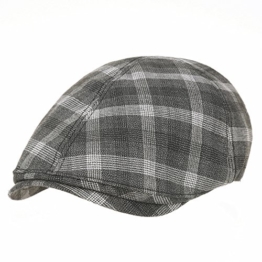 WITHMOONS Schlägermütze Golfermütze Schiebermütze Classic Plaid Check Pattern Cotton Newsboy Flat Cap SL3244 (Grey) -