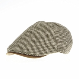 WITHMOONS Schlägermütze Golfermütze Schiebermütze Tweed Newsboy Hat faux leather brim Flat Cap SL3019 (Beige) -