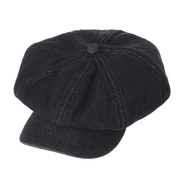 WITHMOONS Schlägermütze Golfermütze Schiebermütze Denim Cotton Newsboy Hat Baker Boy Beret Flat Cap KR3613 (Black) -