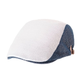 WITHMOONS Schlägermütze Golfermütze Schiebermütze Summer Linen Flat Cap Two Block Neutral Color Ivy Hat LD3050 (Blue) -