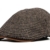 WITHMOONS Schlägermütze Golfermütze Schiebermütze Tweed Newsboy Hat faux leather brim Flat Cap SL3019 (Brown) -