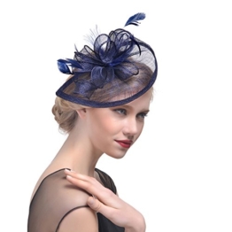 ZYCC Feder-Fascinator breite Streifen-Blumen-Haar-Klipp-Hochzeitsfest-Cocktail-Haar-Zusätze Mehrfarben (Navy Blau) -